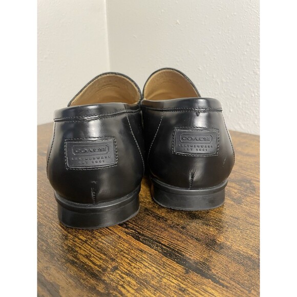 VINTAGE Coach Jerry Loafers Men’s 47 Black Leather Slip On Shoes Made Italy 13 main image 13
